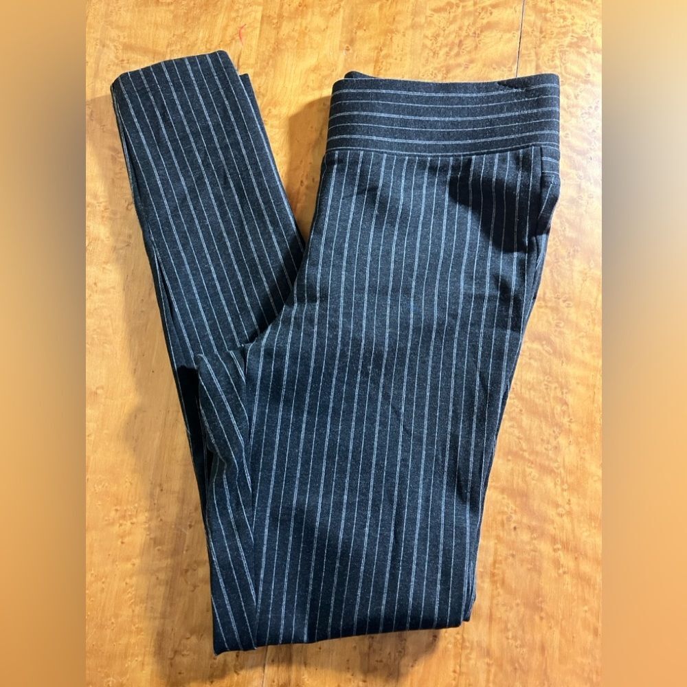 Loft, dark gray/ white pinstriped slacks, excellent condition, size small